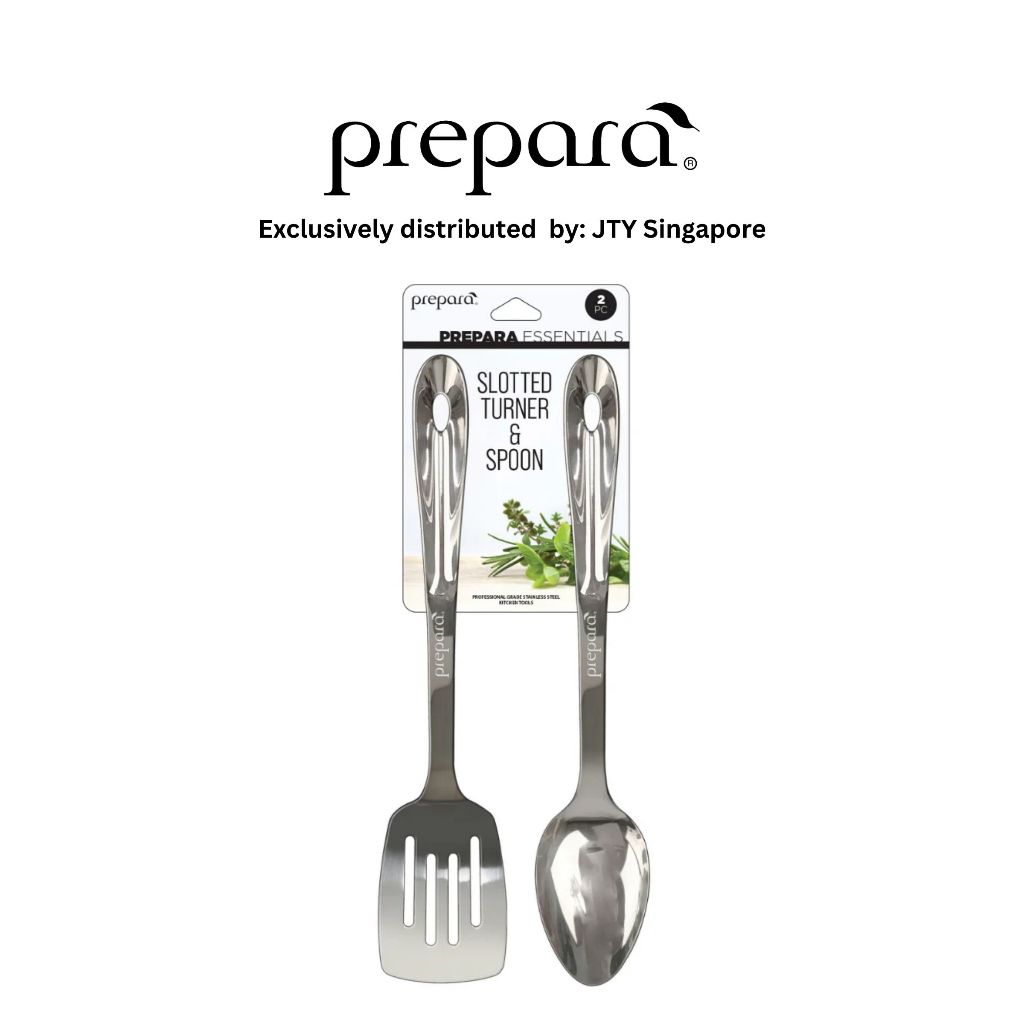Prepara Slotted Turner & Spoon (Stainless Steel / Silicone - Pink/Blue/Grey)