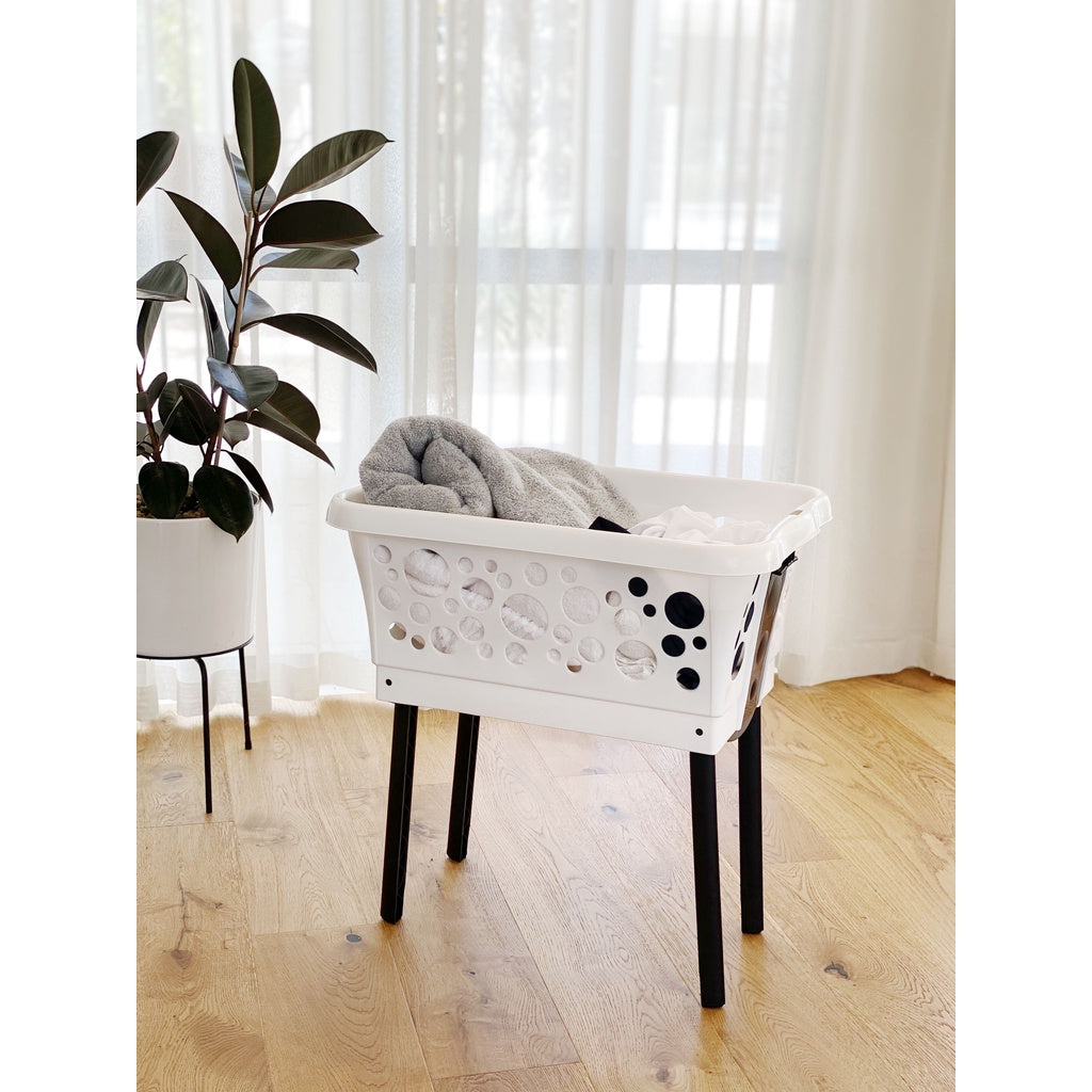 White Magic Laundry Basket on Legs (White / Pink / Blue)
