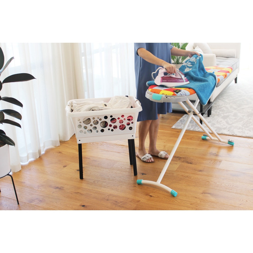 White Magic Laundry Basket on Legs (White / Pink / Blue)