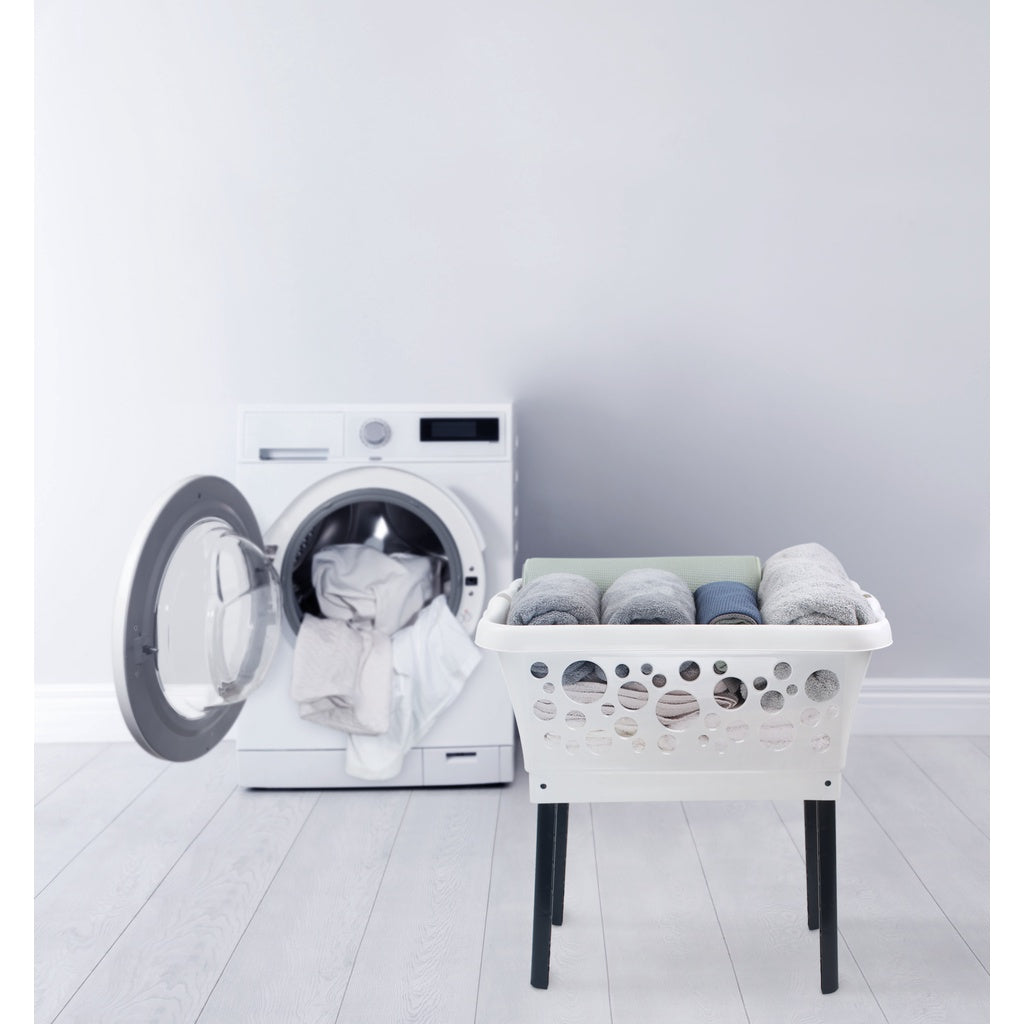 White Magic Laundry Basket on Legs (White / Pink / Blue)