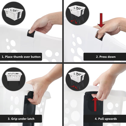 White Magic Laundry Basket on Legs (White / Pink / Blue)