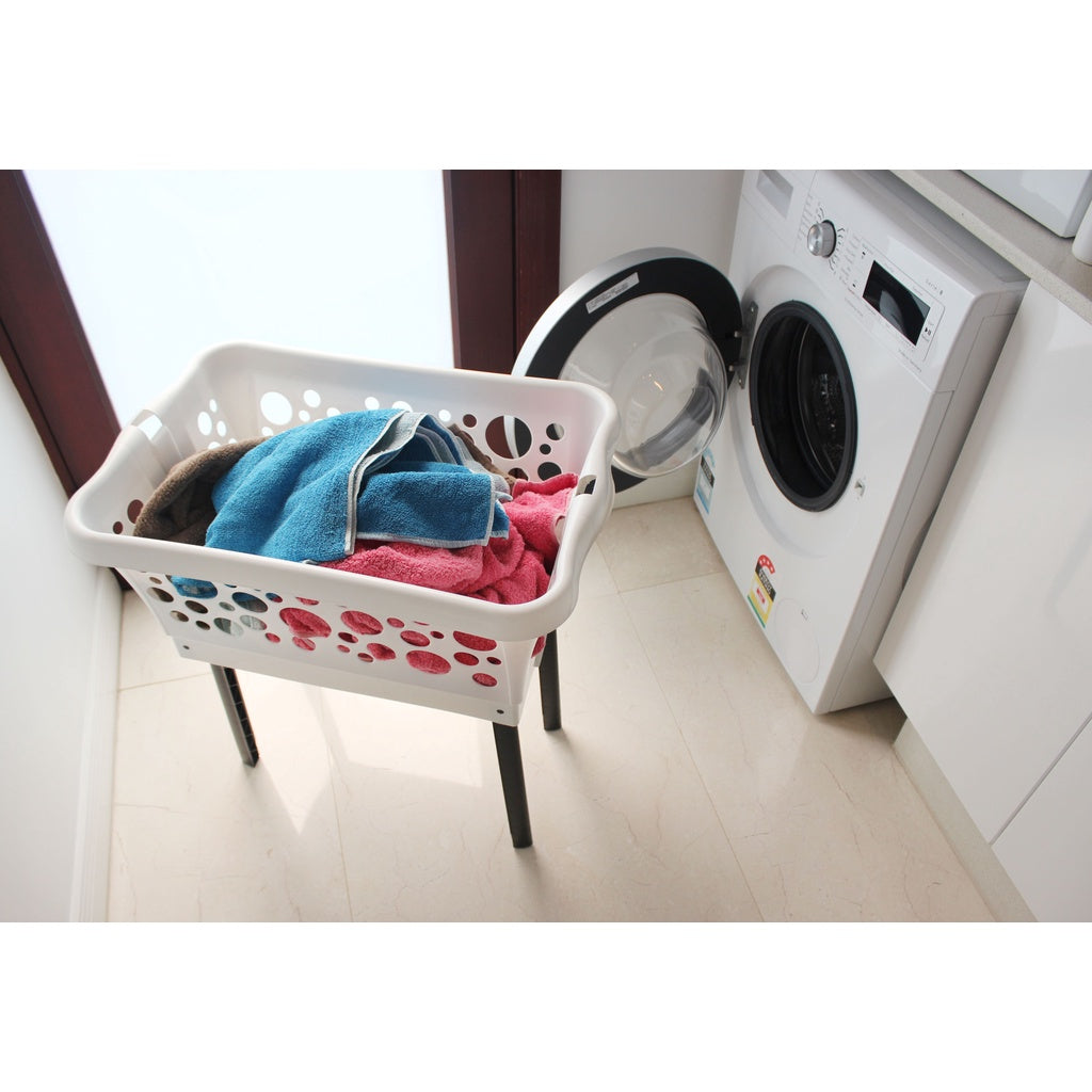 White Magic Laundry Basket on Legs (White / Pink / Blue)