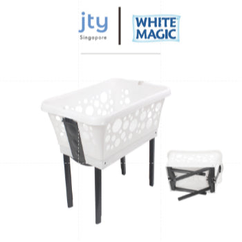 White Magic Laundry Basket on Legs (White / Pink / Blue)
