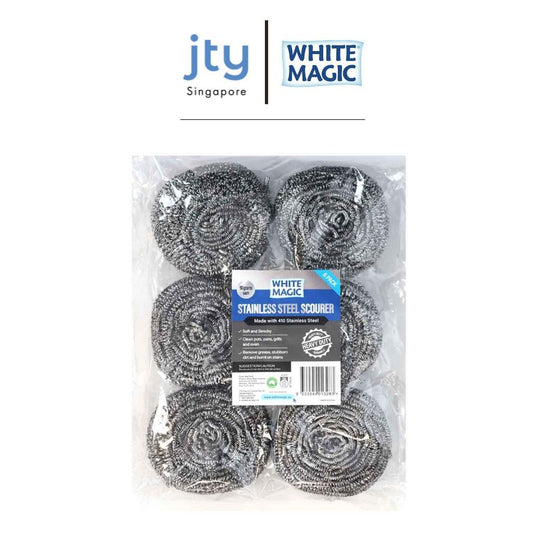 White Magic Stainless Steel Scourer 6 Pack ( 11 x 11 x 4 cm | 50 grams each)