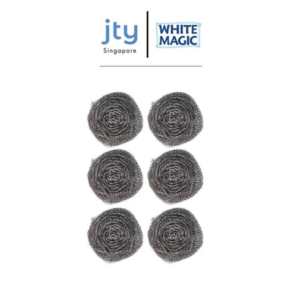 White Magic Stainless Steel Scourer 6 Pack ( 11 x 11 x 4 cm | 50 grams each)