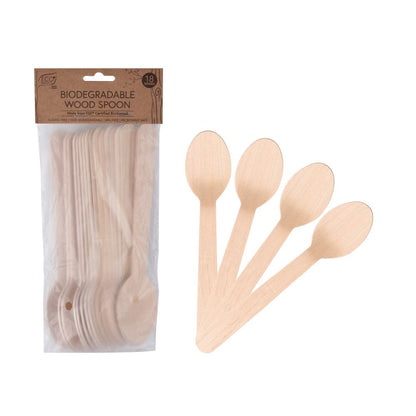 Eco Basics Biodegradable Wood Spoon – 18pcs