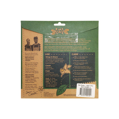 Bee Wrappy Food Wraps 4 Pack Vegan