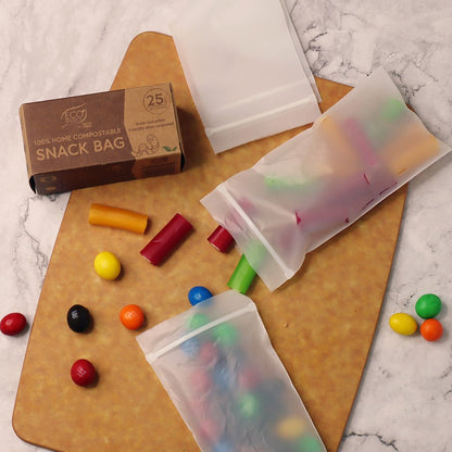 100% Home Compostable Snack Bag 25pcs
