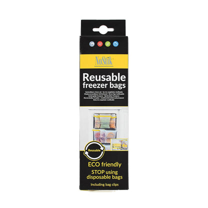 Nostik Reusable Freezer Bags + Clips Set of 4